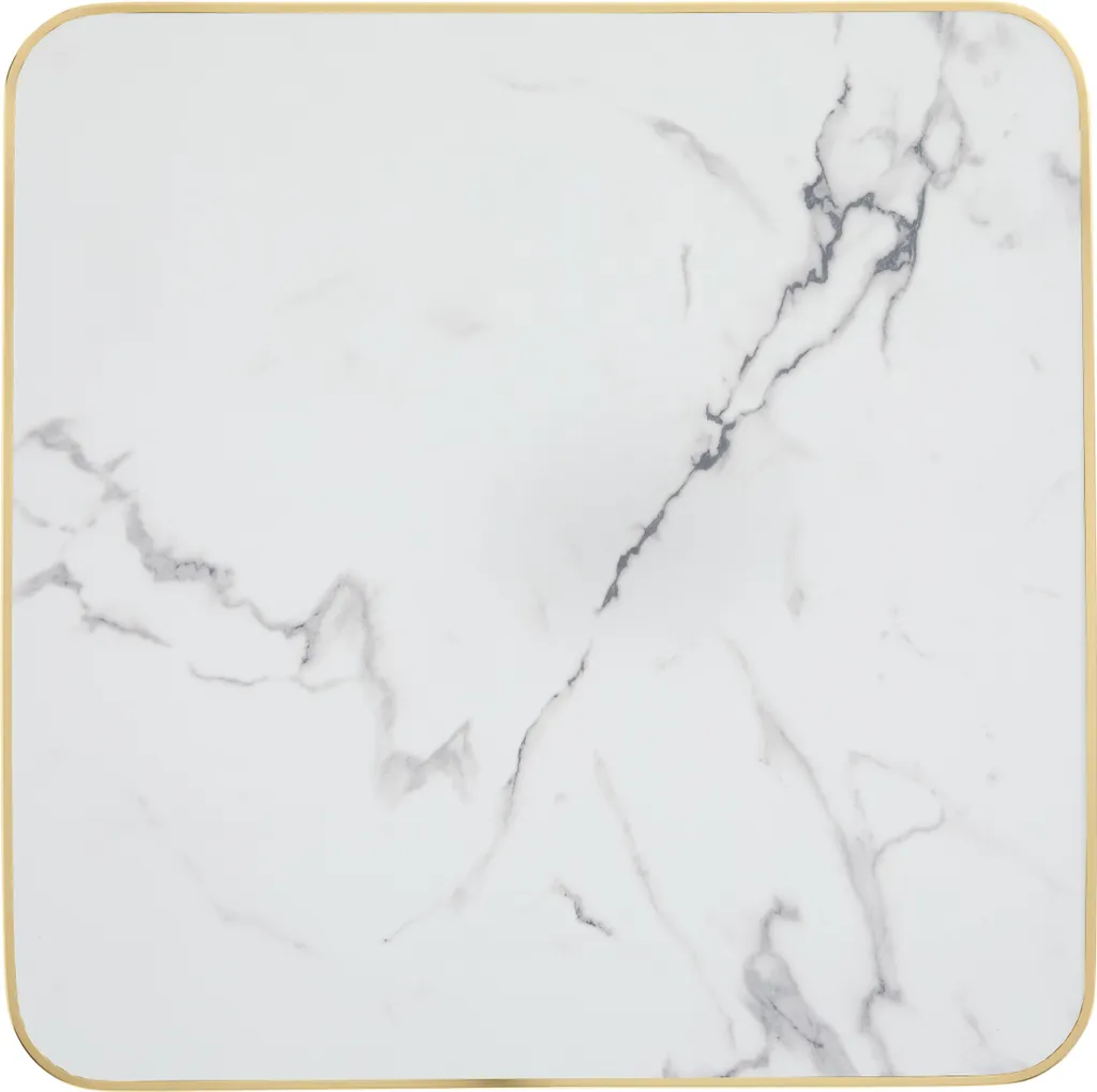 Piano Tavolo 70x70 Marmo Bianco Oviala Montmartre con Bordo Alluminio - 4