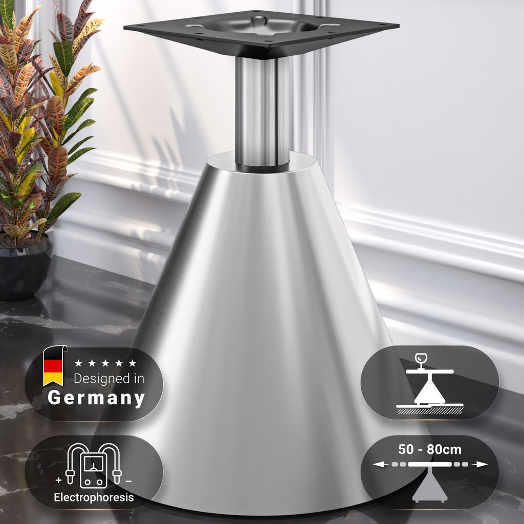 CONE | Bistro Tischgestell | Höhe: 72 cm | Edelstahl | Fuß: Ø 45 x H 48 cm | Gastro Tischgestell