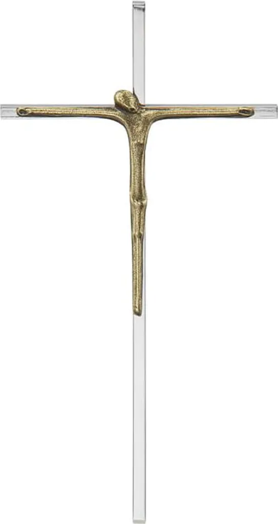 Croix en maillechort argenté 20,5 cm - Finition artisanale brillante