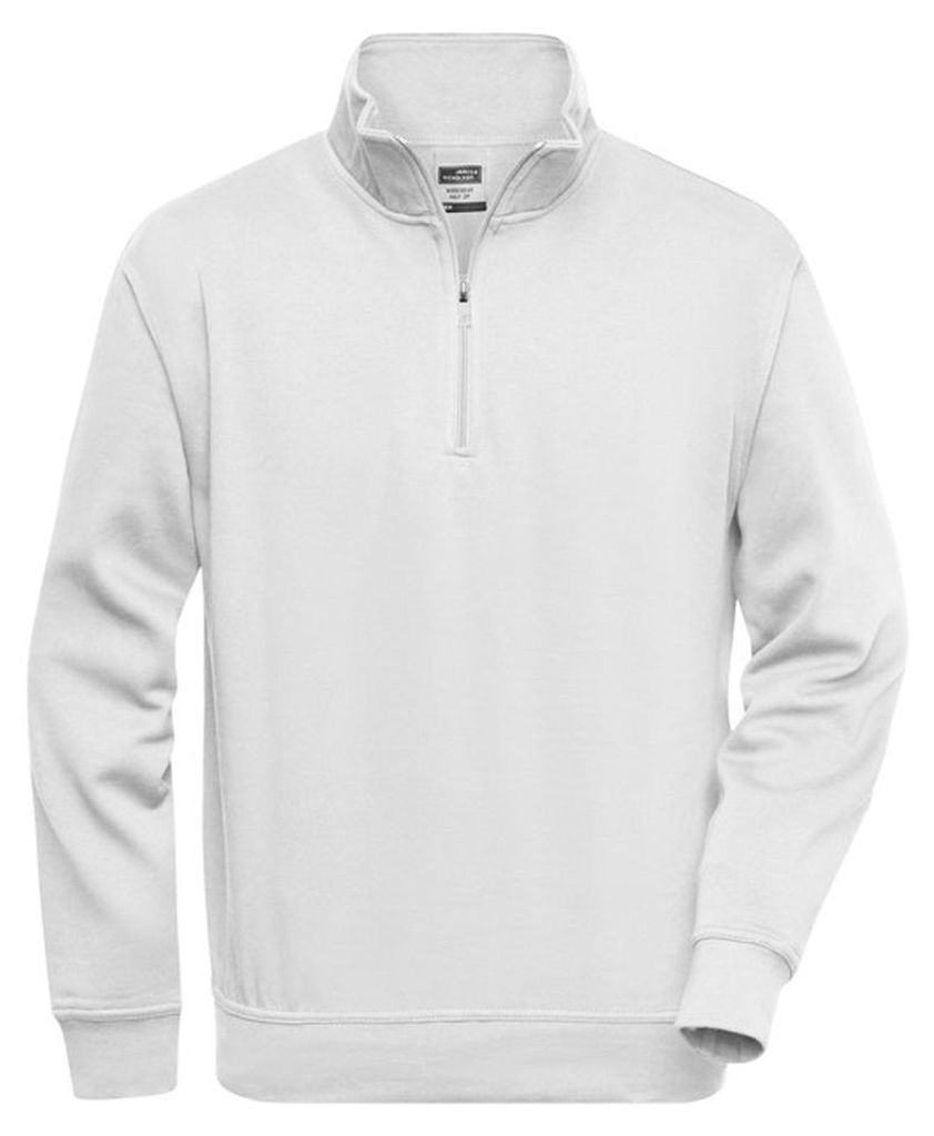 James and Nicholson - "Workwear" Sweatshirt mit kurzem Reißverschluss für Herren LT2681 (3XL) (Weiß)