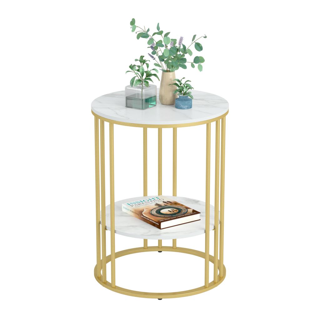FATIVO Marmor Couchtisch Beistelltisch Gold: Sofatisch 2 Produktbild 