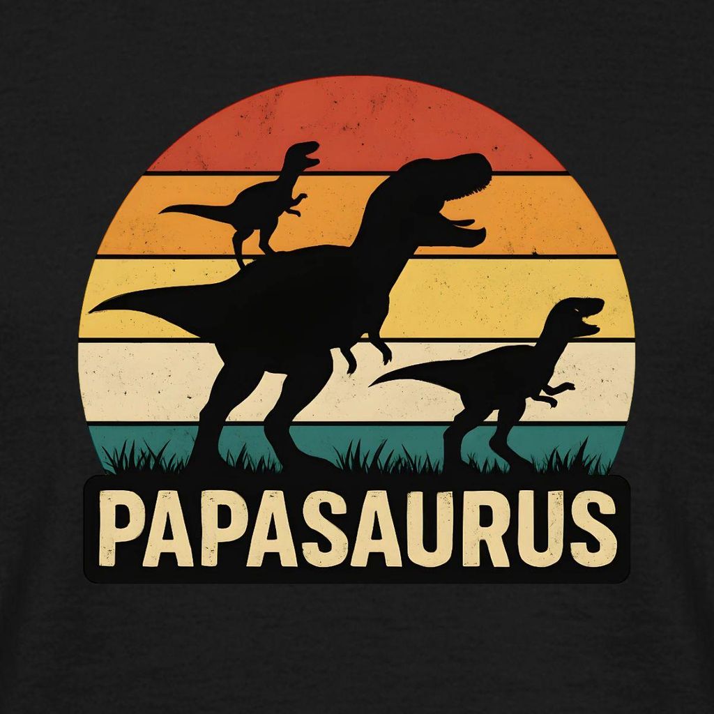 Spreadshirt Papasaurus Dino Papa Männer T-Shirt, 4XL, Schwarz