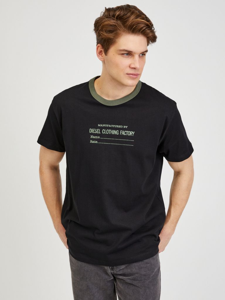 Diesel T-diegor-c3men T-Shirt, schwarzes Trikot, dehnbar, Rundhalsausschnitt, kurze Ärmel