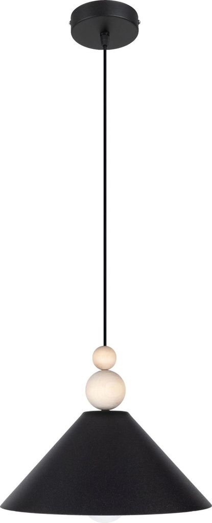 Hängelampe Metall D: 26 cm H: max. 90 cm Schwarz Natur E27 rund Hängeleuchte