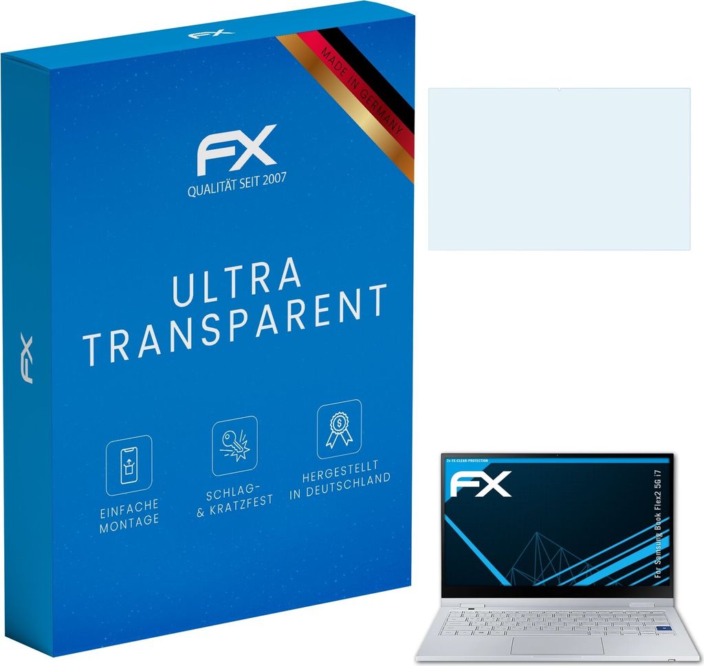 atFoliX FX-Clear 2x Schutzfolie kompatibel mit Samsung Book Flex2 5G i7 Displayschutzfolie