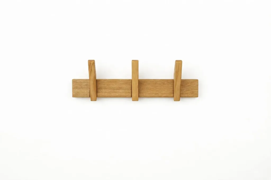 Porte-manteau mural 42 cm bois huilé naturel - Finition artisanale 3H