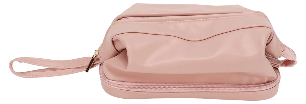 Trousse maquillage anti-fuite rose en cuir PU pour bagage rangé