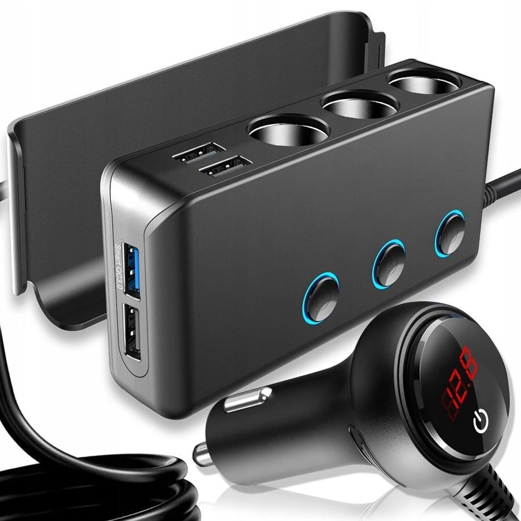 TR30 Auto Zigarettenanzünder eins zwei drei 4 USB unabhängiger Schalter QC3.0 Schnellladung