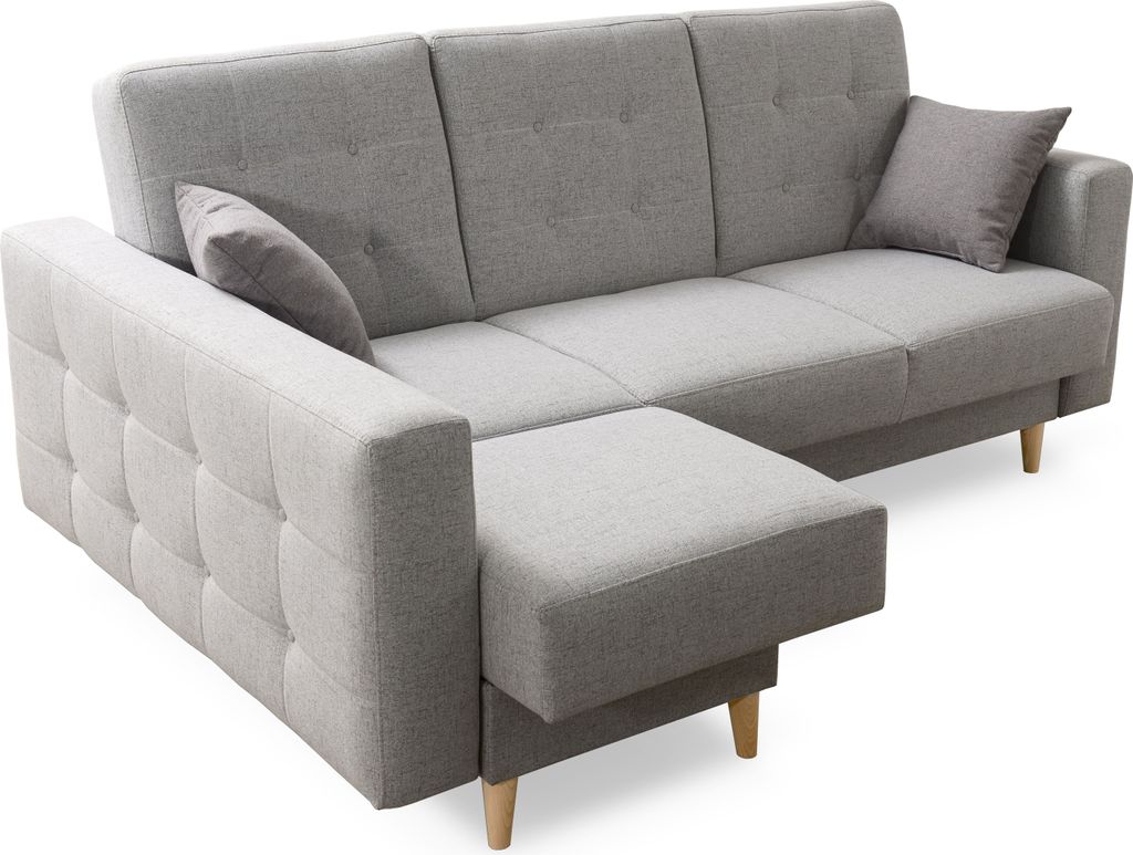 Robin Hilton Ecksofa mit Schlaffunktion Bettkasten 2 Kissen Sofa L-Form Schlafsofa Freistehende Eckcouch Schlafcouch Wohnzimmermöbel Wohnlandschaft