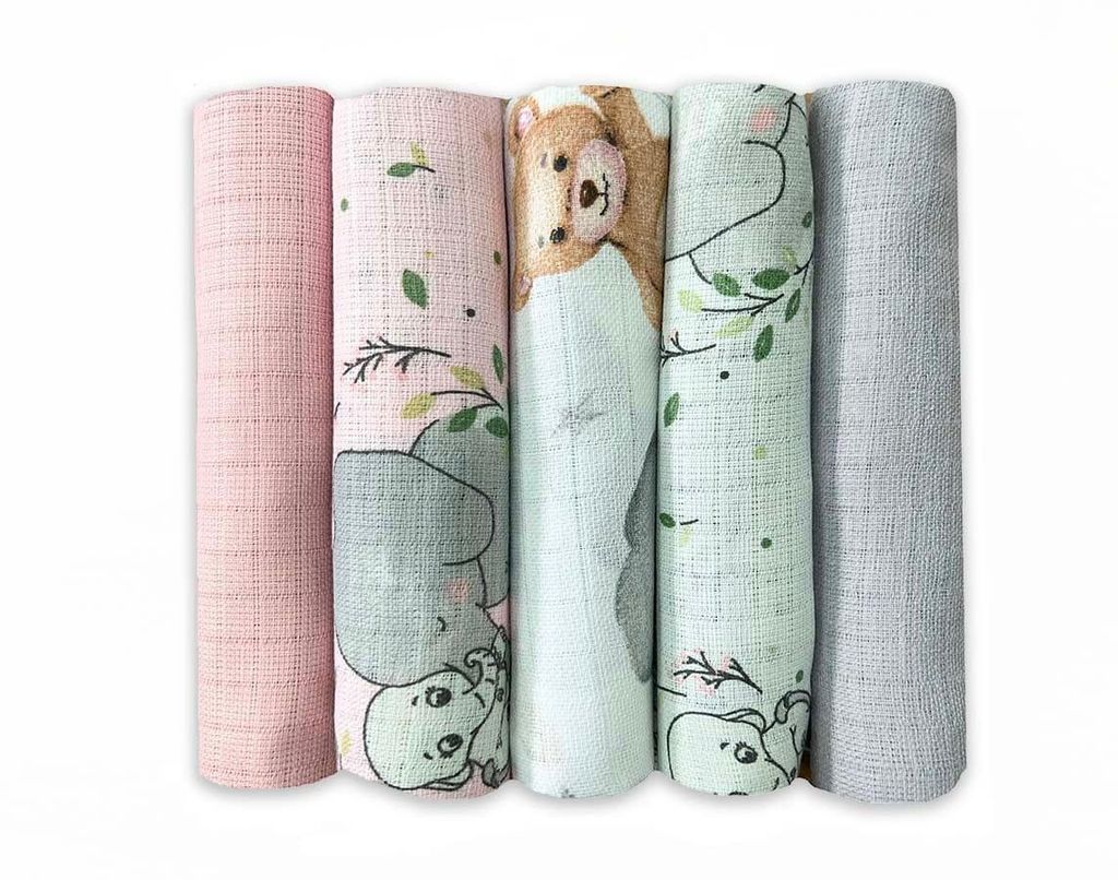 DOLCE SONNO Tetra-Stoffwindeln – 5 Stück – Bunte Windeln aus 100% Baumwolle – Spucktücher – Set 13