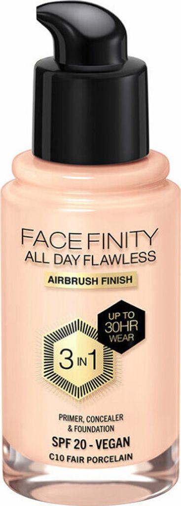 Max Factor Facefinity All Day Flawless 3 In 1 Foundation C10-Fair Porcelain 30ml
