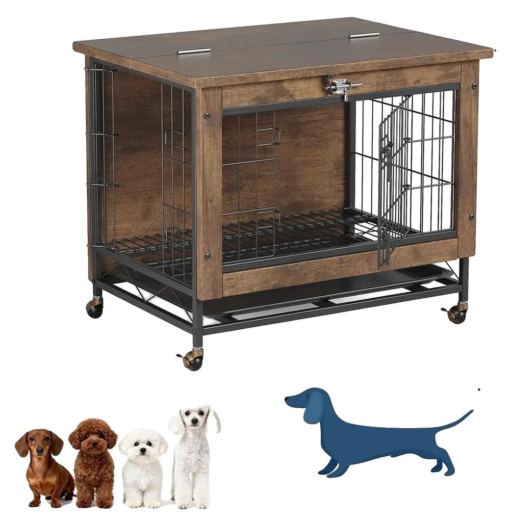 Cage pour chien 26 pouces à deux portes avec plateau amovible noir
