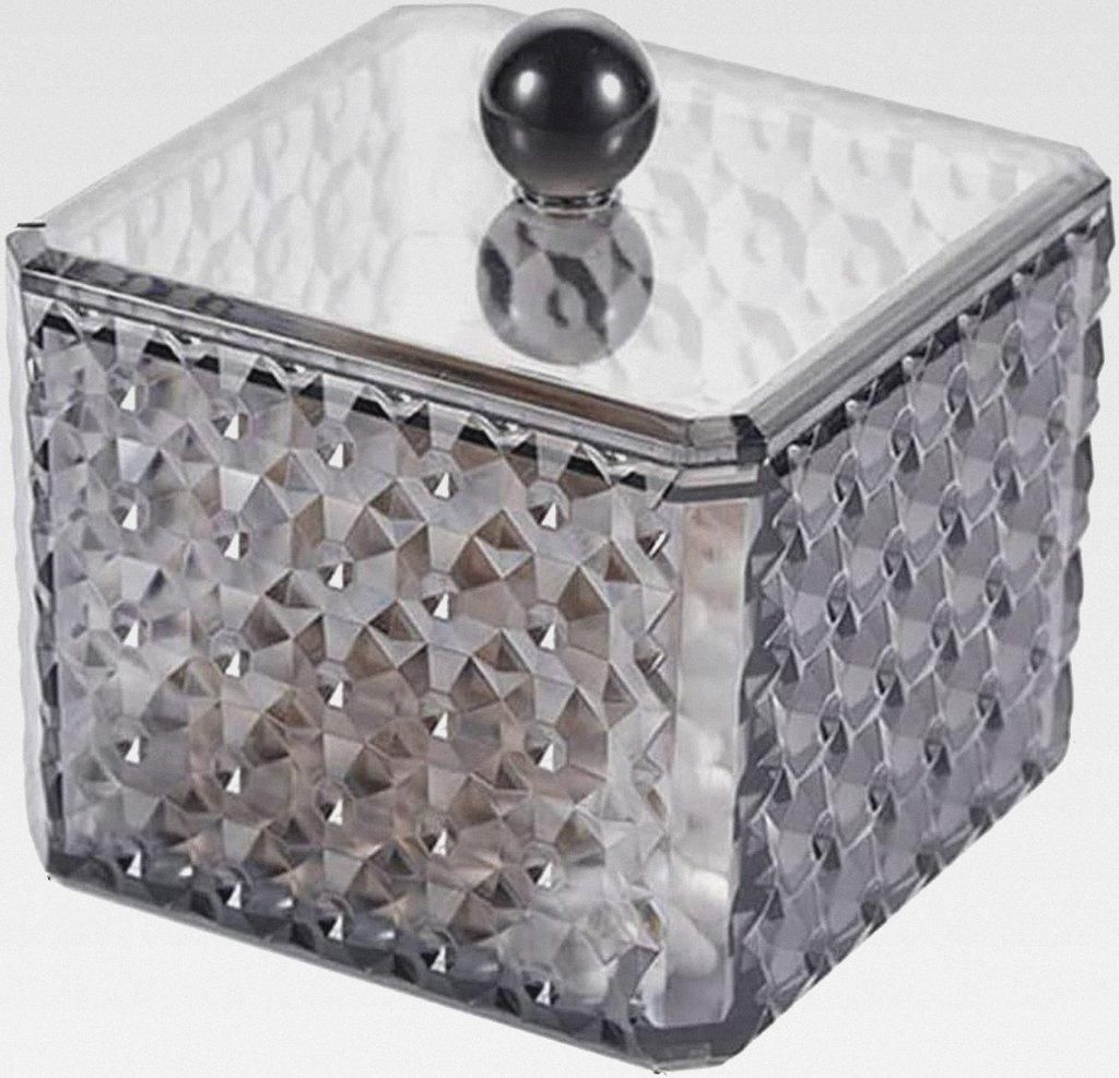 Wattestäbchenhalter mit Deckel Acryl Wattestäbchen Behälter Wattepadspender Kosmetik Organizer Make-up Aufbewahrungsbox für Wattestäbchen Watt...