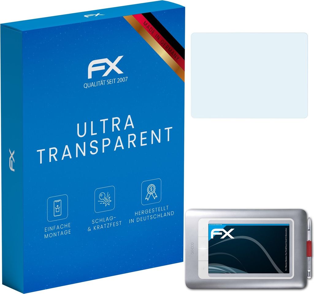 atFoliX FX-Clear 2x Schutzfolie kompatibel mit Wacom Bamboo Fun Pen&Touch Small (2.Generation) Displayschutzfolie