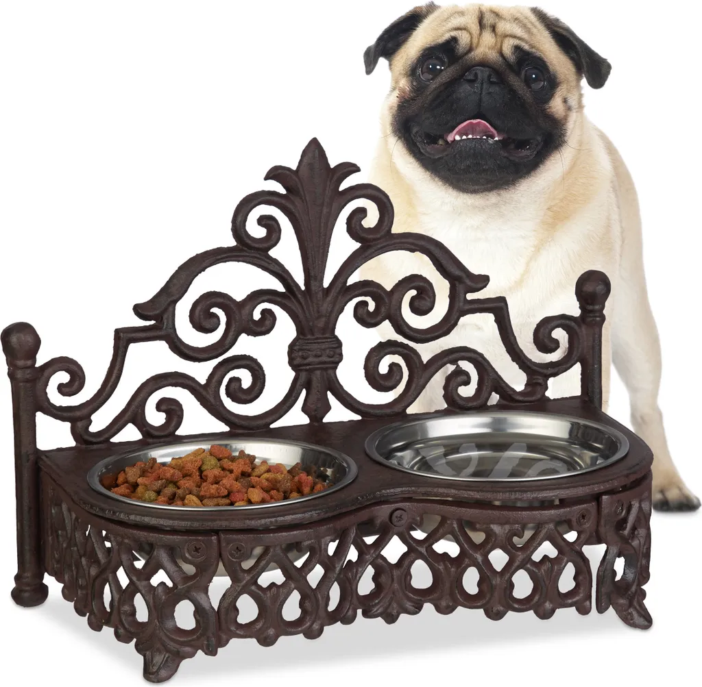 Dog Bar Esterno Relaxdays - 3 Ciotole Ghisa Stile Vintage Giardino