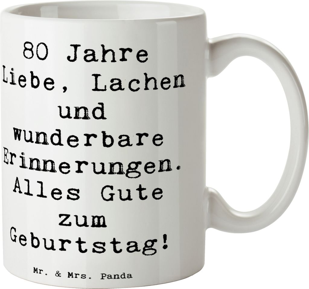 Mr. & Mrs. Panda Pott Spruch 80. Geburtstag - Weiß - Geschenk, kaffeebecher keramik, Tasse, herzliche Grüße, Kaffeetasse, Teepott, Happy Birthda...