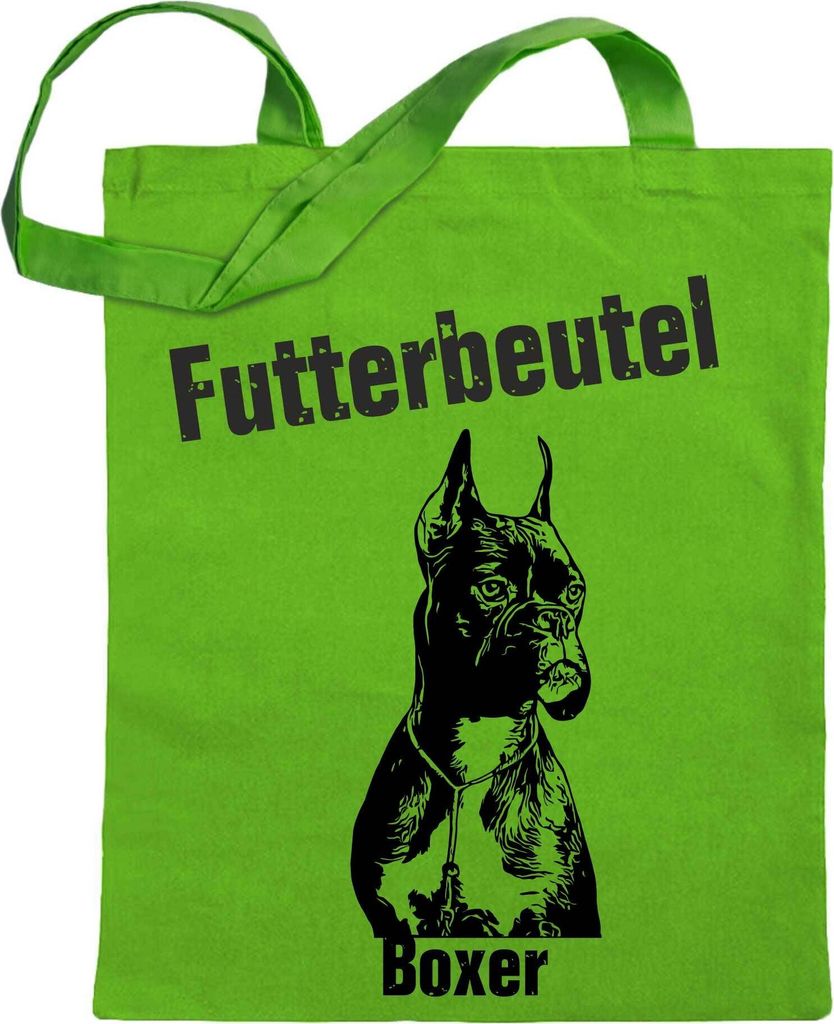 Kiwistar Futterbeutel - Boxer - Einkaufsbeutel mit Motiv Hund - Jutebeutel bedruckt - Tragetasche Stoffbeutel Umhängetasche Langer Henkel - Beutel...