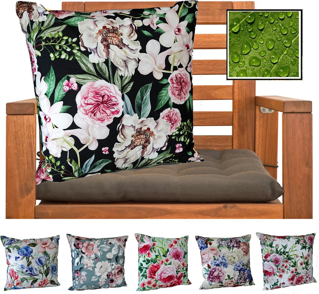 heimtexland ® Outdoor Dekokissen Gefüllt LOTUS EFFEKT Produktbild