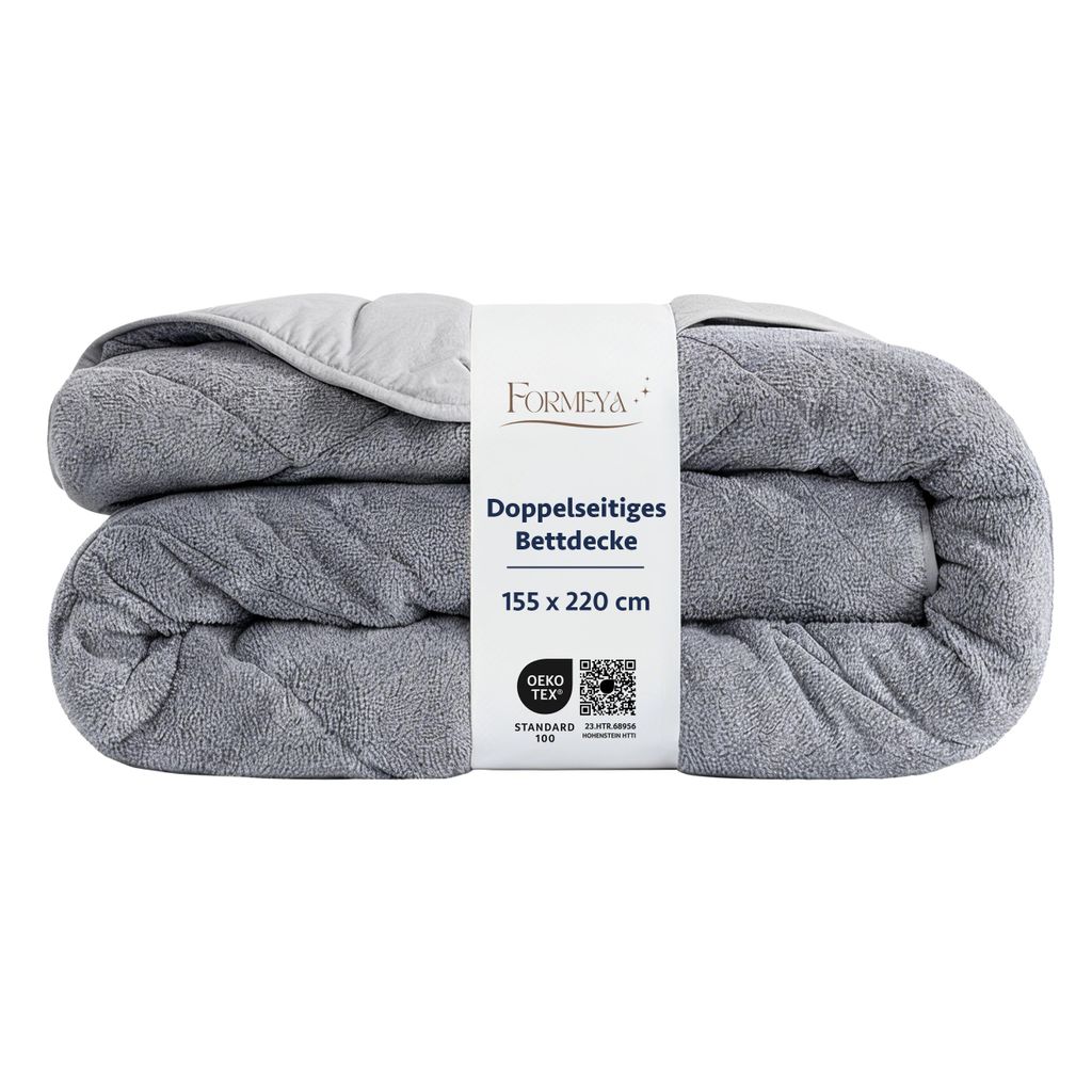 Wellsoft Bettdecke Grau 155x220 cm – Wendbare Produktbild 