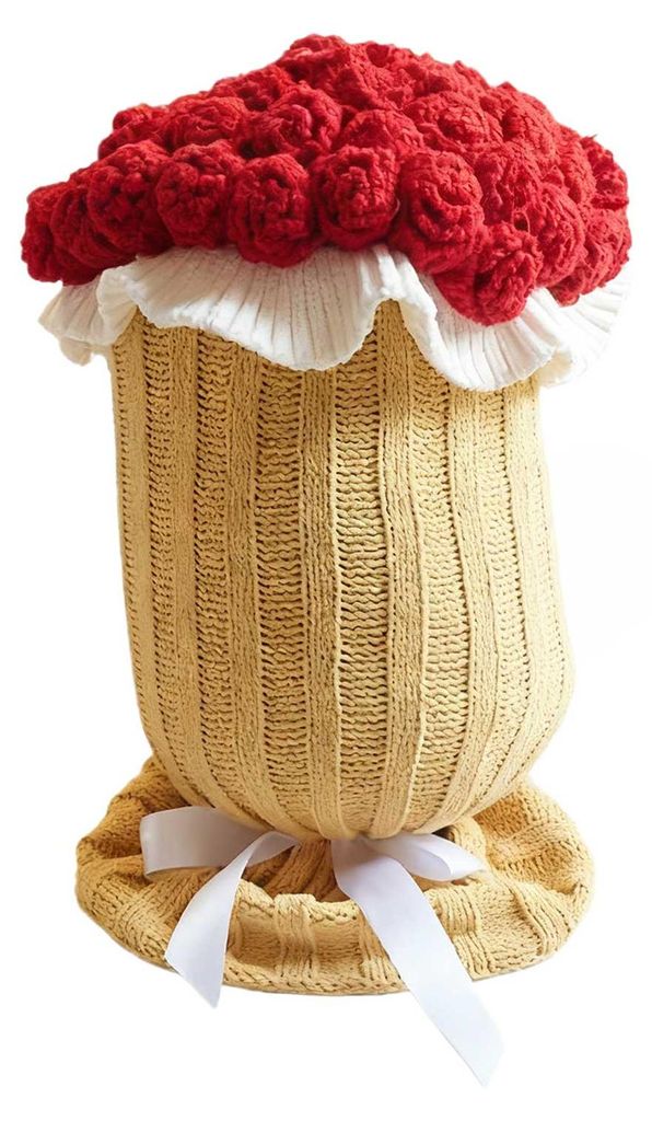 Rosenstrauß-Dekokissen, dekoratives Strickblumenkissen, Sofakissen, Bettkissen, Geschenk zum Valentinstag, Muttertag, Weihnachten