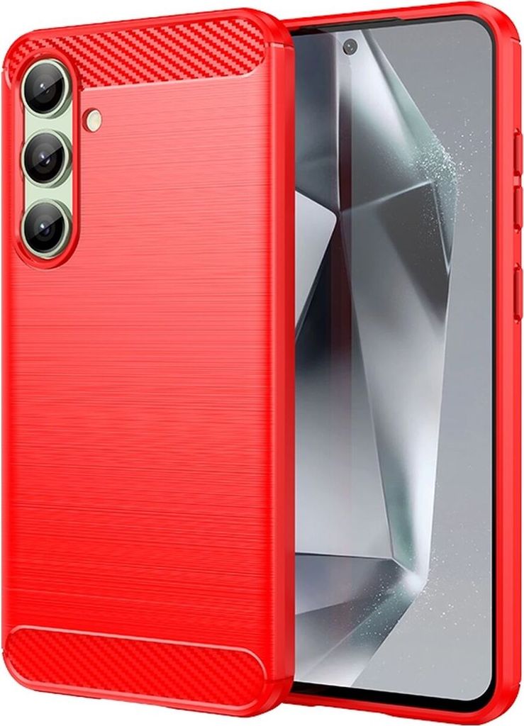 Mobigear Brushed Slim Samsung Galaxy S24 FE Hülle Flexibles TPU Backcover - Rot