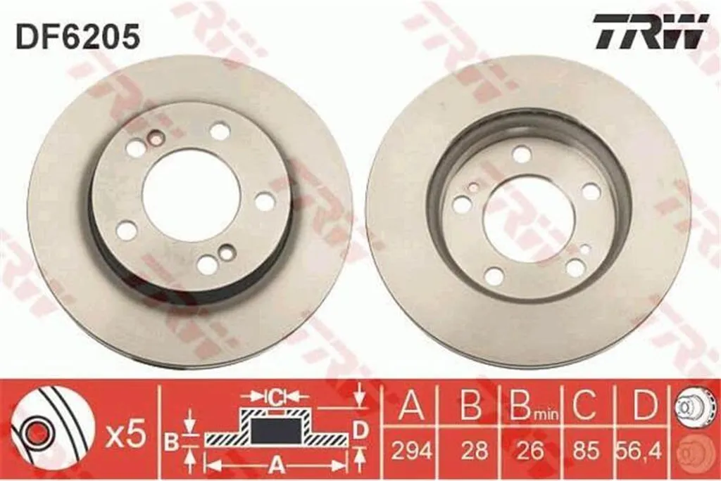 2 Disques de Frein TRW DF6205 pour SSANGYONG Rexton II et Rexton W