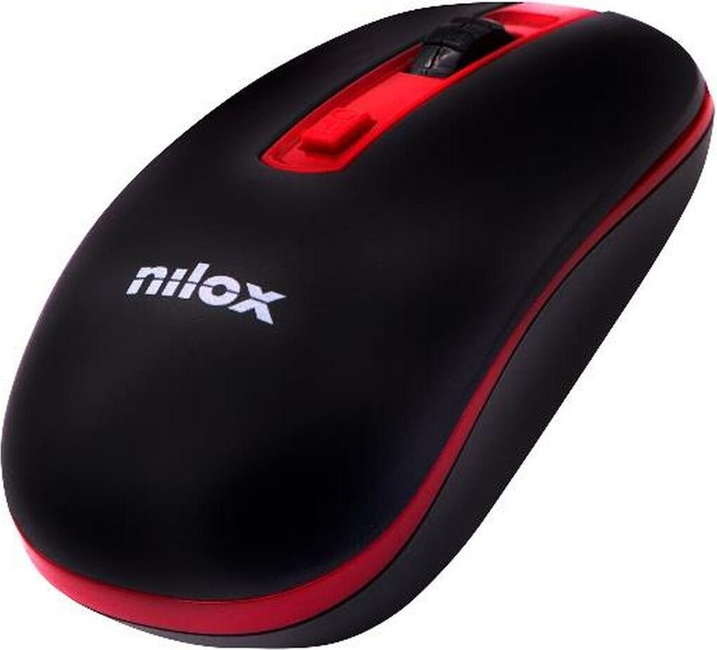 Nilox MOUSE WIRELESS BLACK/RED 1000 DPI Maus WLAN Optisch 1600 DPI