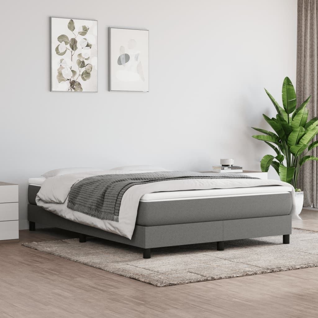 "Rabatt" Boxspringbett mit Matratze - 2 Personen - Strapazierfähiger Stoff - Dunkelgrau 140x190 cm Stoff - Klassische Betten CC7162