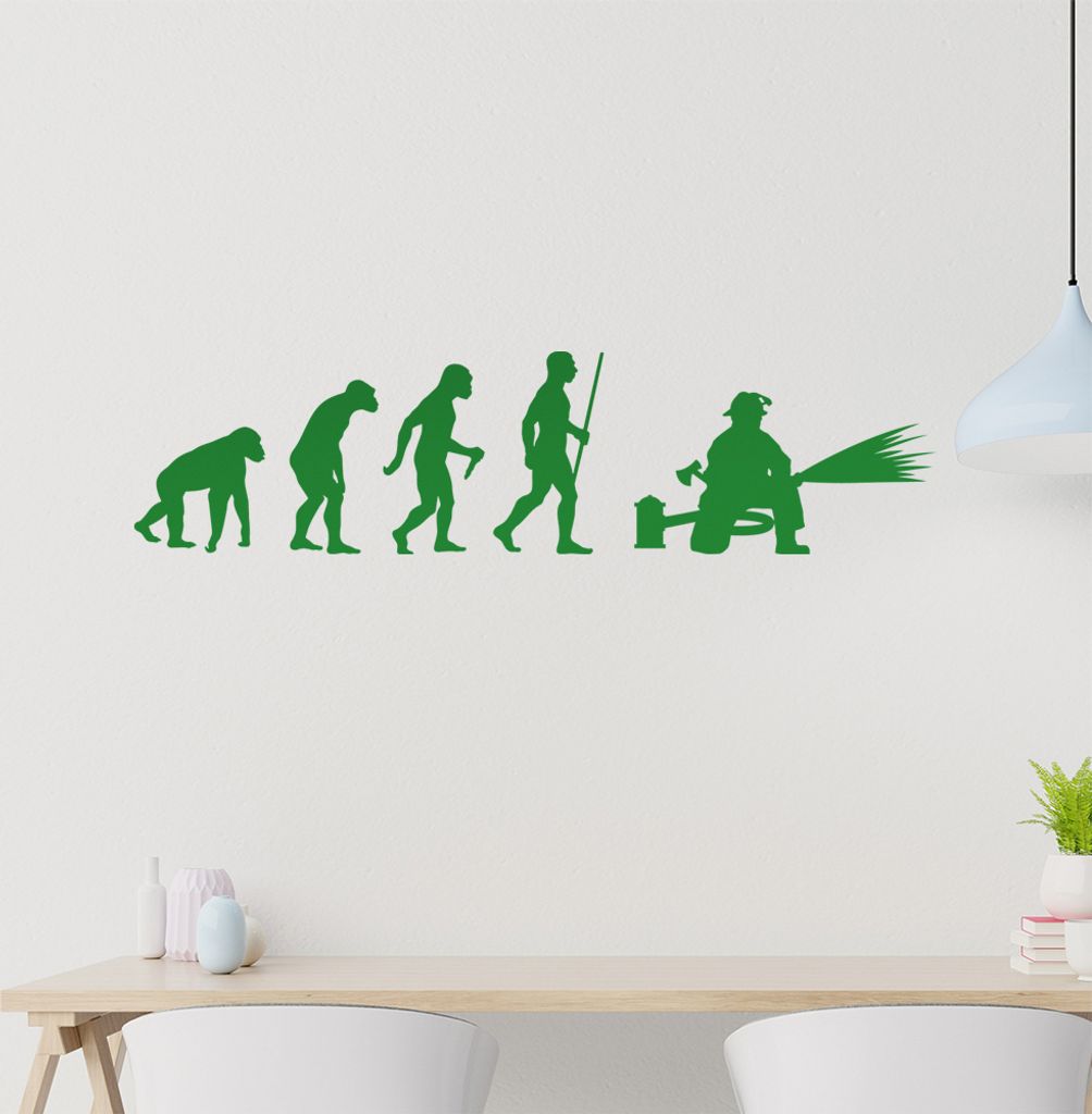 Feuerwehrmann Evolution Wandtattoo Wandaufkleber Wall Sticker - Dekoration, Küche, Wohnzimmer, Schlafzimmer, Badezimmer