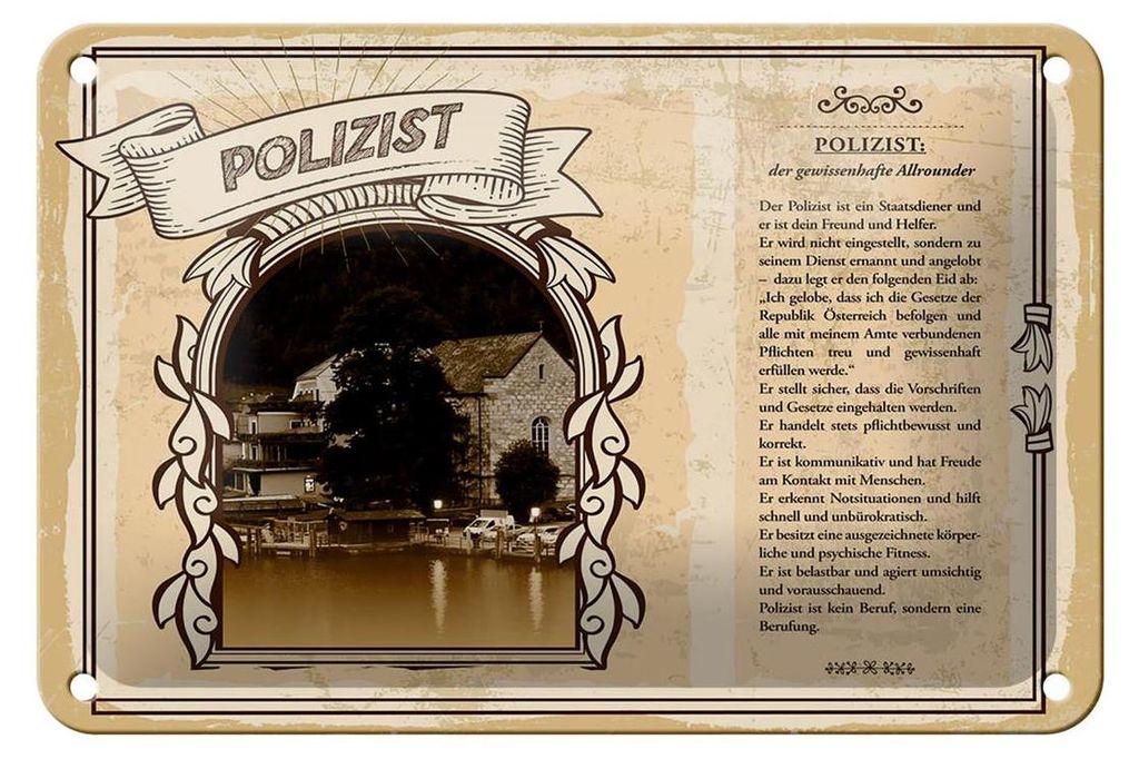 Blechschild Berufe 18x12cm Polizistin Staatsdienerin Produktbild 