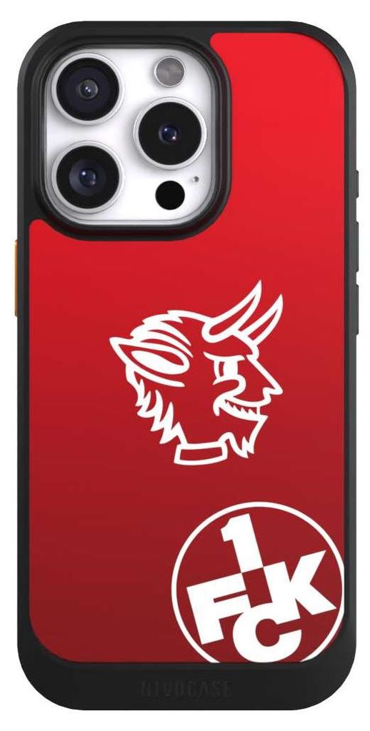NIVOCASE Hülle für Apple iPhone 16 Pro Handyhülle NIVOcore Case Schwarz 1. FC Kaiserslautern Offizielles Lizenzprodukt Teufel