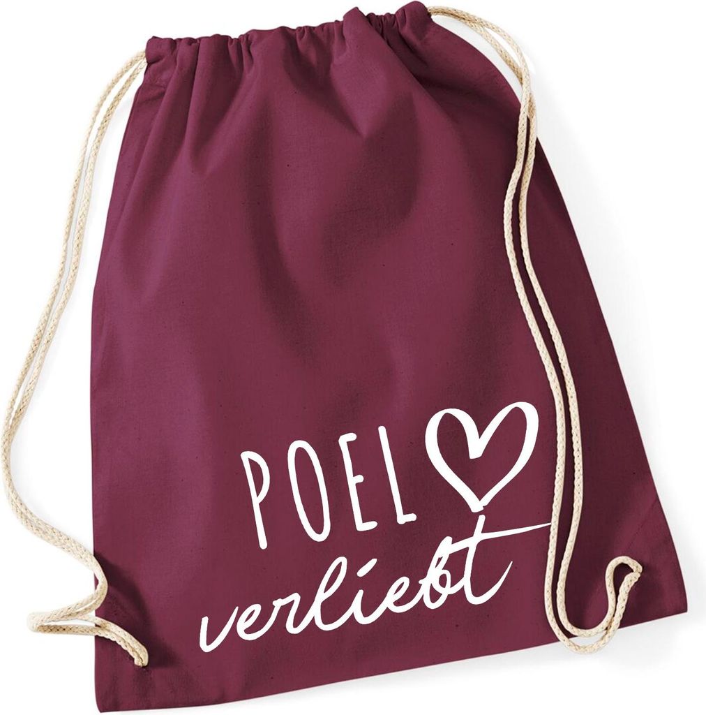 Huuraa Turnbeutel Poel verliebt 12 Liter Burgundy Baumwolle Rucksack Geschenkidee