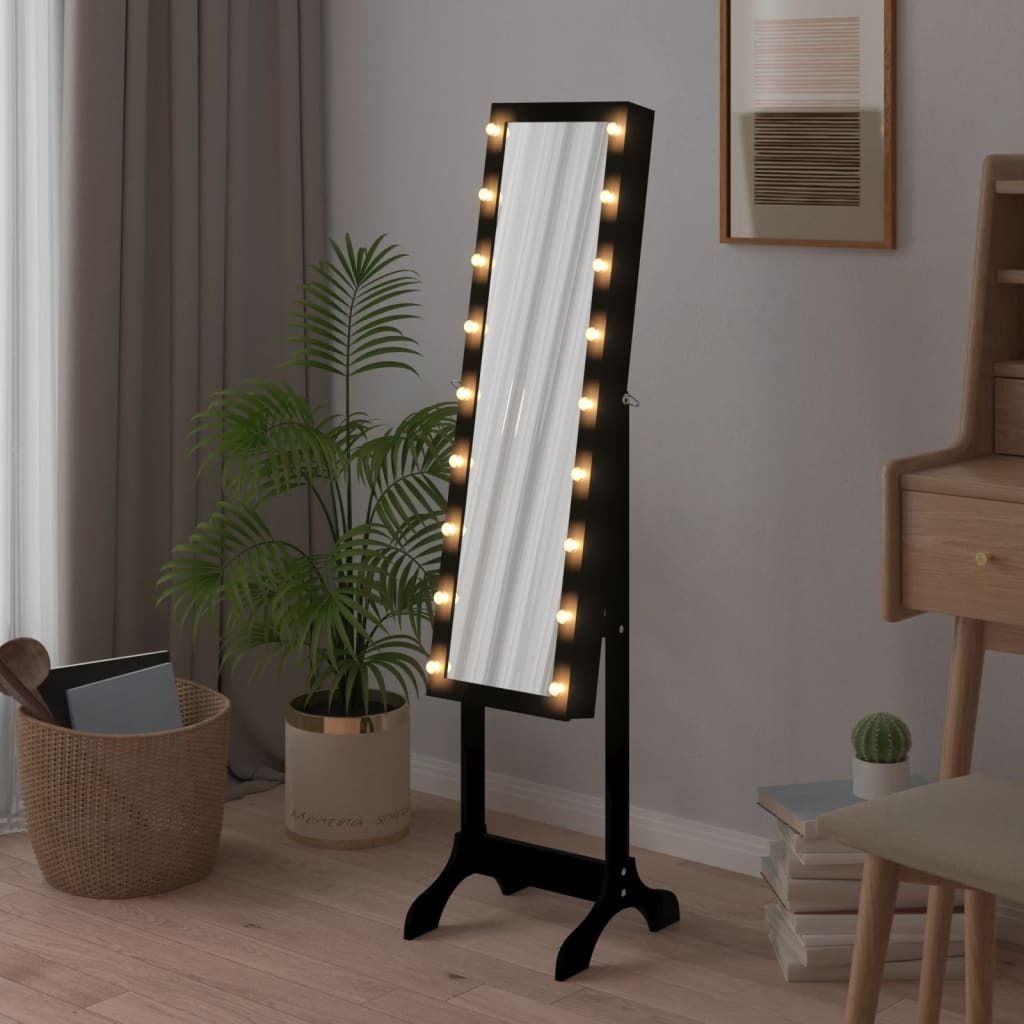 Cloris Designermöbel Standspiegel mit LED Schwarz 34x37x146 cm 2024 Neu