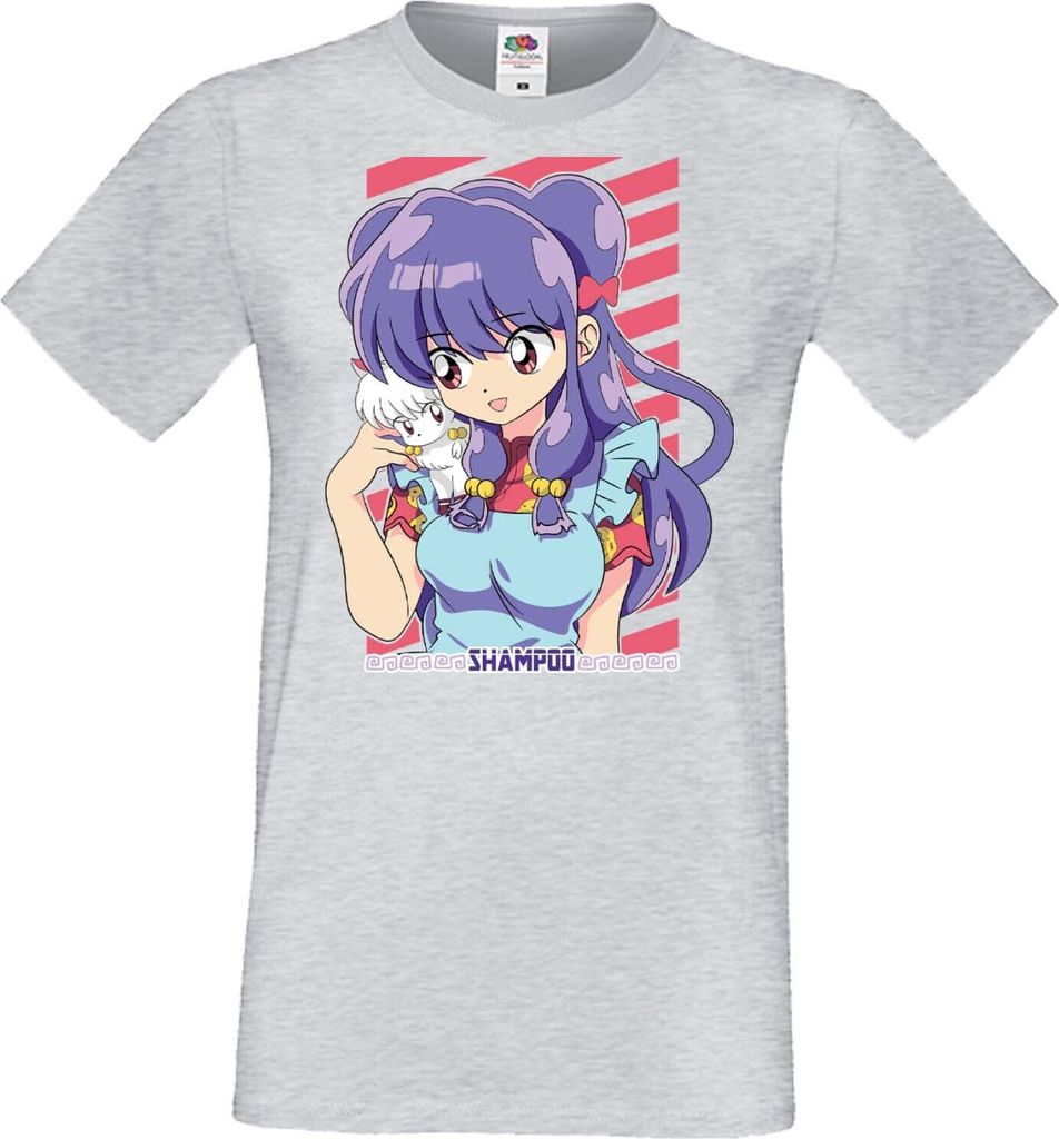Herren T-Shirt Manga Anime Ranma Shampoo, Man S / Grau