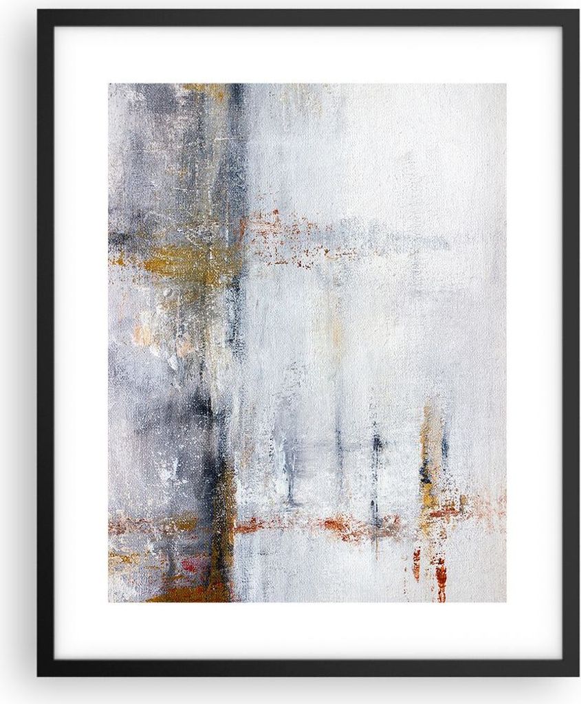 Gerahmtes Poster - Schwarzer Rahmen - Abstraktion weiß verschwommen - 40x50 cm - Wand Bild - Wanddeko - Wandbilder - Kunstposter - Wandposter - Bi...