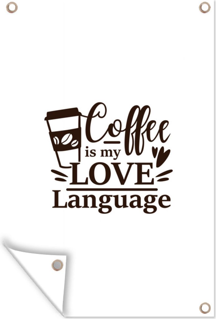 MuchoWow 40x60 cm Outdoor-Poster Gartendeko Sichtschutz Garten Poster für den Garten Kaffee - Zitat - Liebe