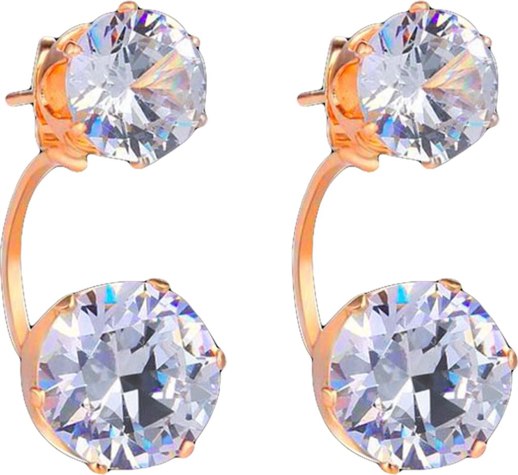 Mode Frauen Doppel Zirkonia Tropfen Ohr Jacke Piercing Ohrringe Schmuck-Golden