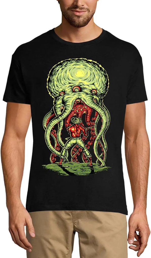 Herren Grafik T-Shirt Alien Attack Ufo Hunter Space Öko-Verantwortlich Vintage Jahrgang Kurzarm Lustige Druck Geburtstag Geschenk Mann