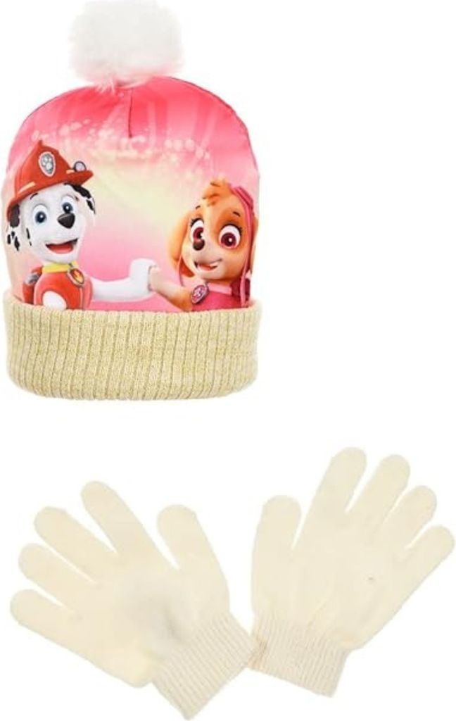 Nickelodeon Paw Patrol Wintercreme Mütze und Handschuh Set
