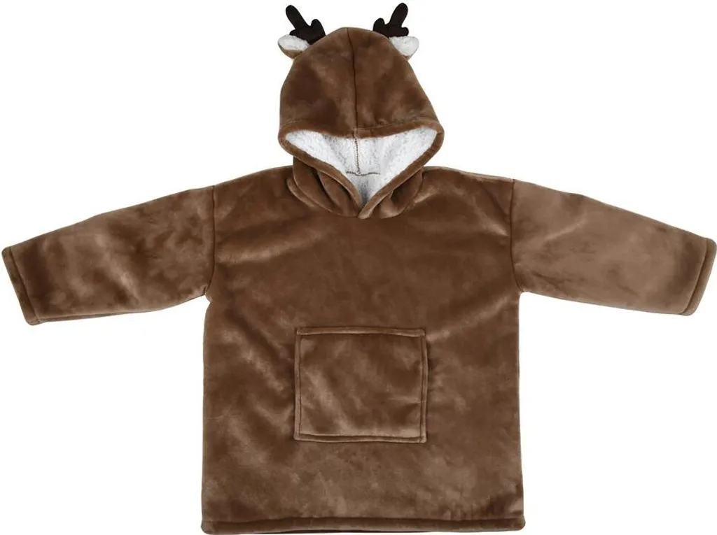 Sortie de bain enfant à capuche GABIN, poncho en coton marron doux