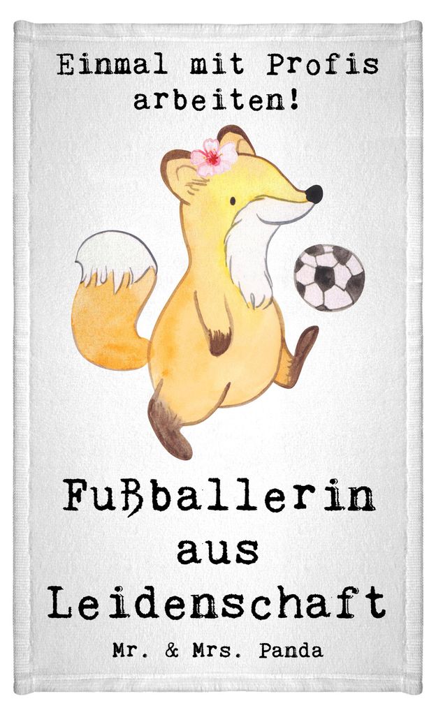 Mr. & Mrs. Panda Handtuch Fußballerin Leidenschaft - Weiß - Geschenk, gäste wc, Mini-Handtuch, Frotteehandtuch, badezimmer, Fußballspiel, Glüc...