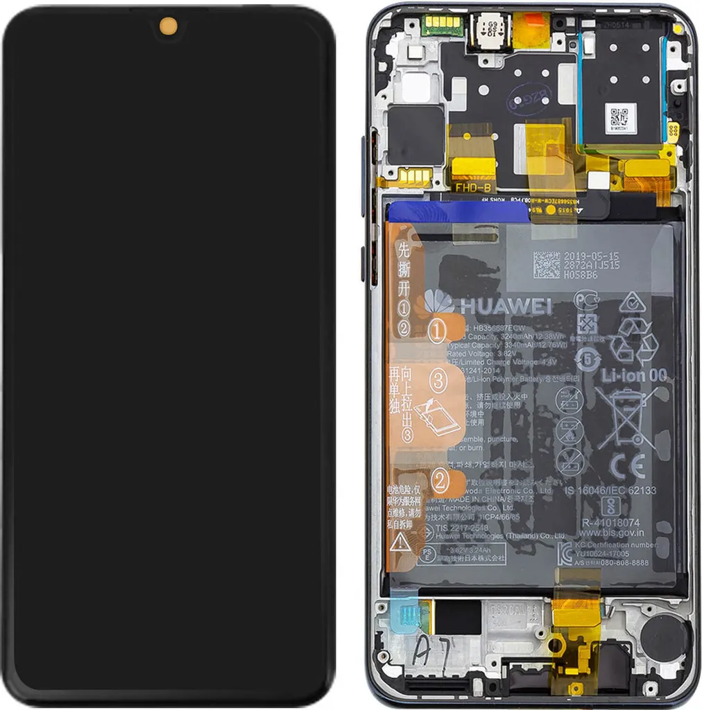 Bloc écran de remplacement d'origine pour Huawei P30 Lite noir complet