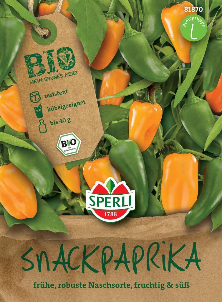 SPERLI Snackpaprikasamen Flynn Capsicum annuum 6 Pflanzen