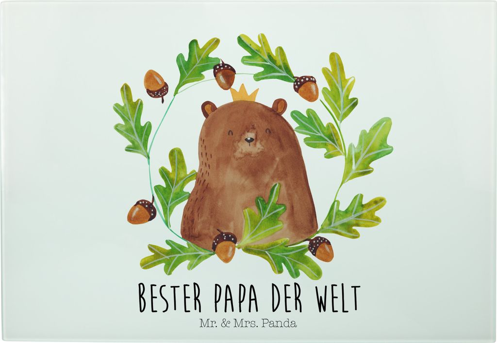 Mr. & Mrs. Panda Schneidebrett Bär König - Weiß - Geschenk, Großes, Servierplatte, Daddy, Teddy, Dad, Hackbrett, Vater, Frühstücksbrett, Vate...