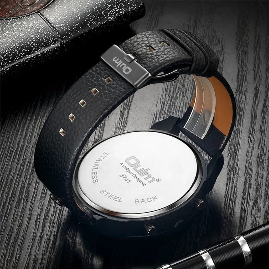 Oulm Uomo Sportivo Rosso - Orologio Quarzo Doppia Visualizzazione Tempo - 2