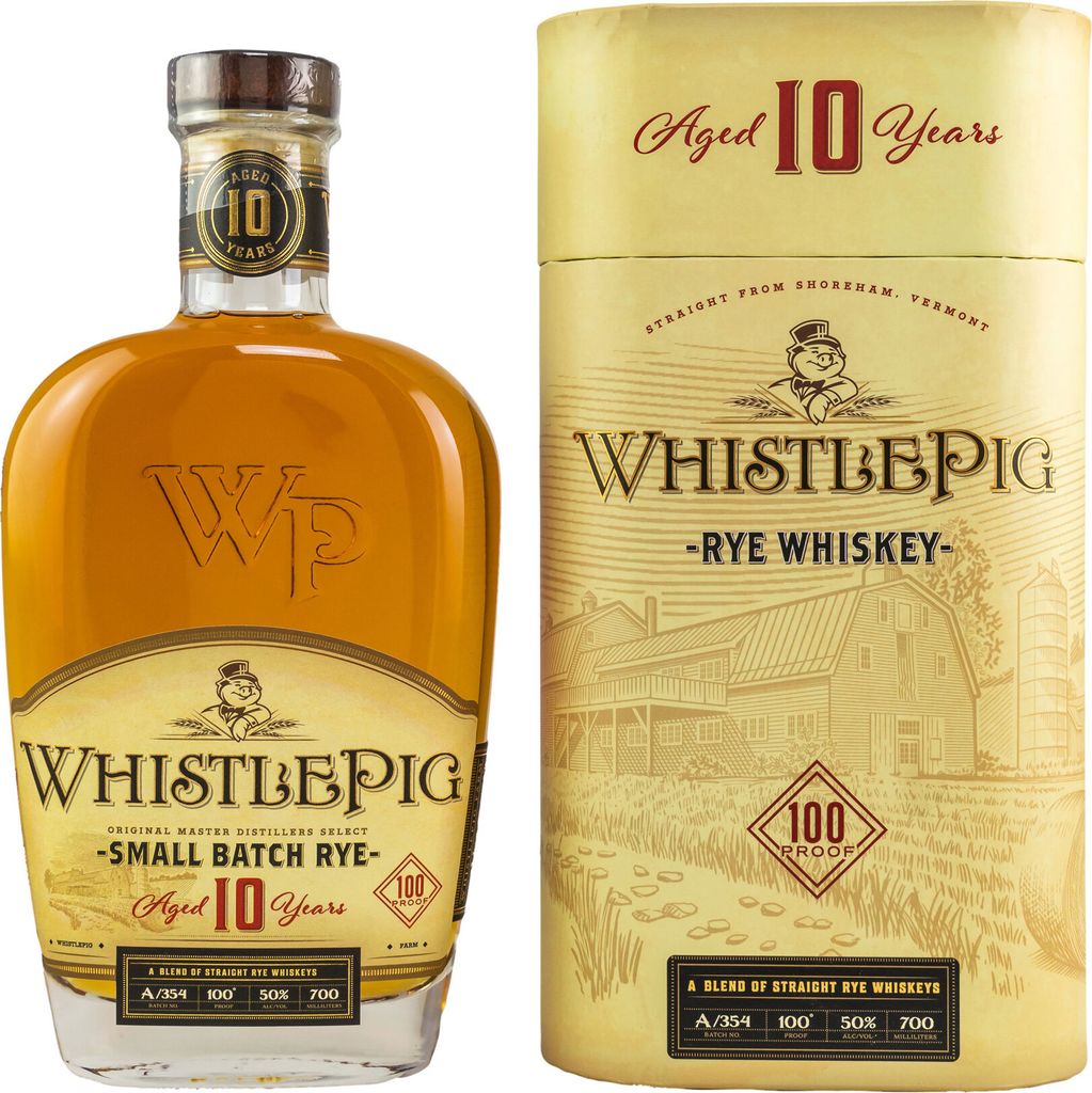 WhistlePig Straight Rye Whiskey Aged 10 Year, 50% Vol. 0,7 l