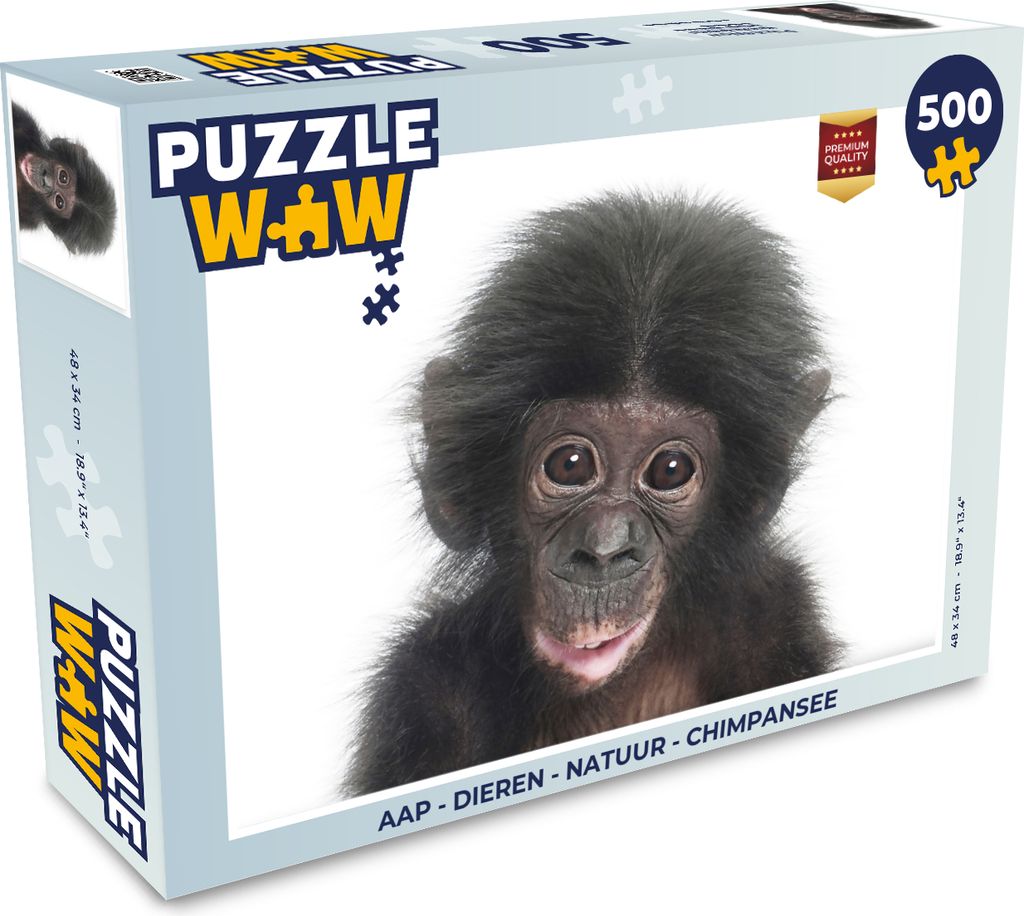 MuchoWow Puzzle 500 Teile Affe - Tiere - Natur - Schimpanse - 500 Teile - Kinder - Selberbauen - Puzzlespiele