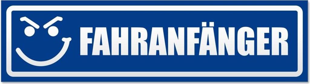 Kiwistar - Autoaufkleber - Verkehrsblau - 20 x 5,3 cm - Fahranfänger Gesicht invertiert - Hinweis Aufkleber Sticker für Auto, Kfz, Fahrrad, PKW, LKW
