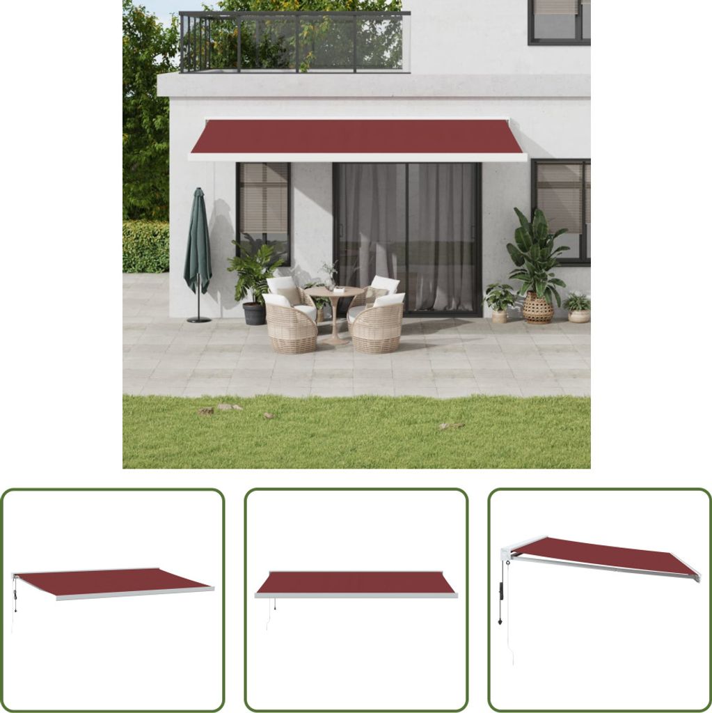 The Living Store Markise Automatisch Weinrot 500x300 cm