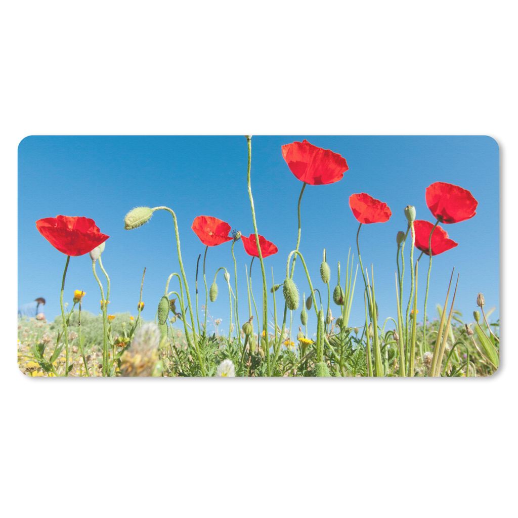 MuchoWow Mauspad Mousepad Rote Mohnblumen unter einem strahlend blauen Himmel in der Türkei 60x30 cm - Mousepads - Maus Mat - Pad - Mausunterlag...